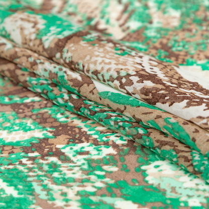 Green and Brown Python Printed Polyester Georgette Folded