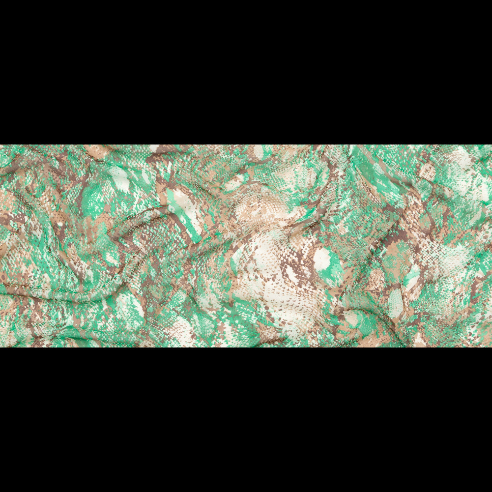 Green and Brown Python Printed Polyester Georgette Full