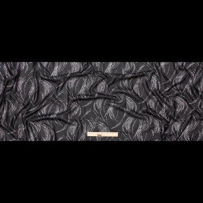 Black Polyester Georgette with Waves of Glitter Full
