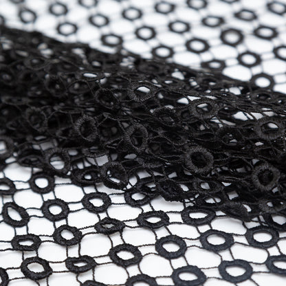 Guipure Lace - Black Geometric Circles Folded