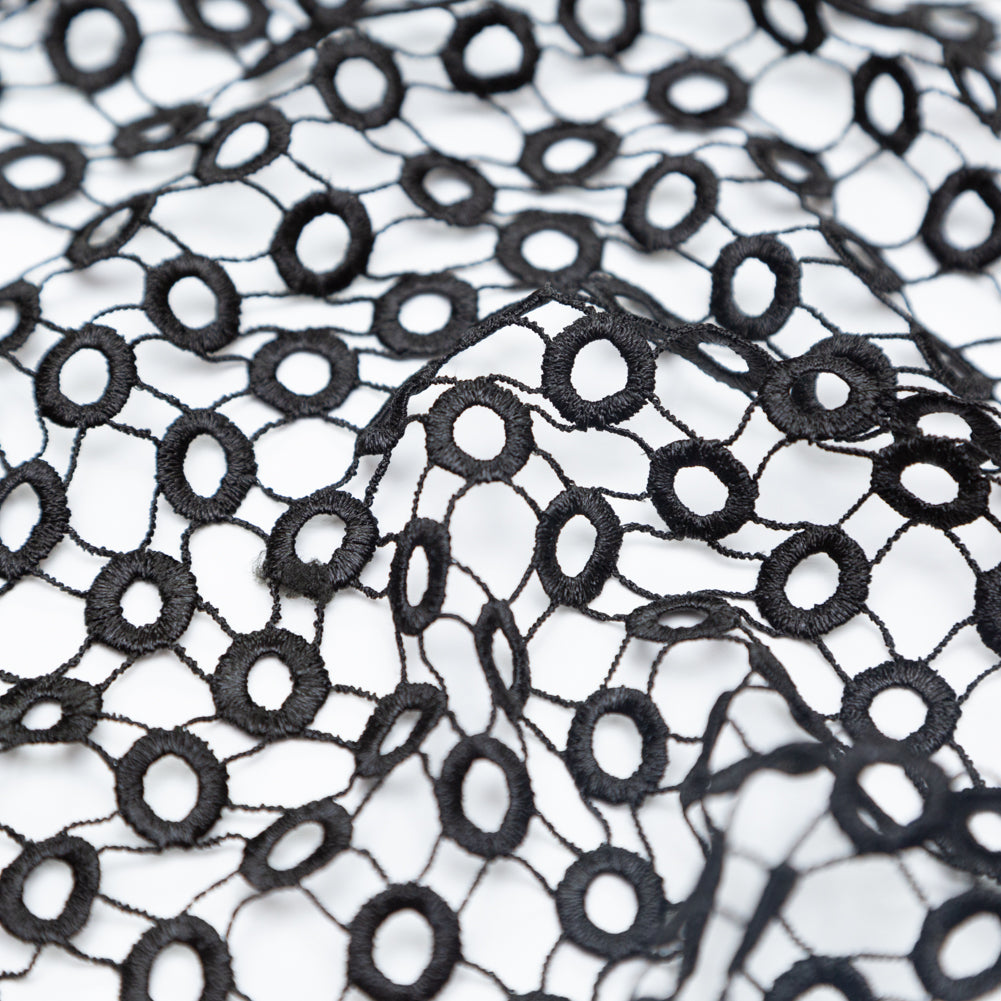 Guipure Lace - Black Geometric Circles Detail