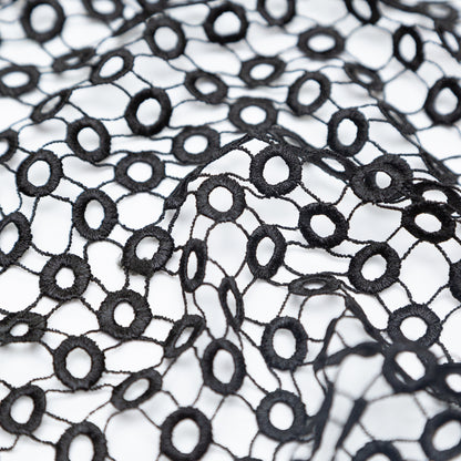 Guipure Lace - Black Geometric Circles Detail