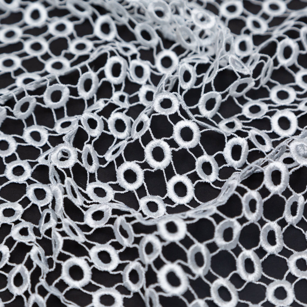 Guipure Lace - White Geometric Circles Detail