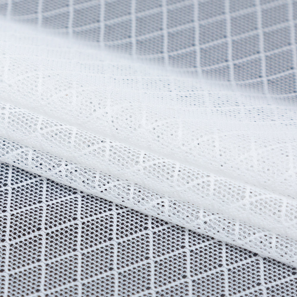 White Stretch Diamond Mesh Folded