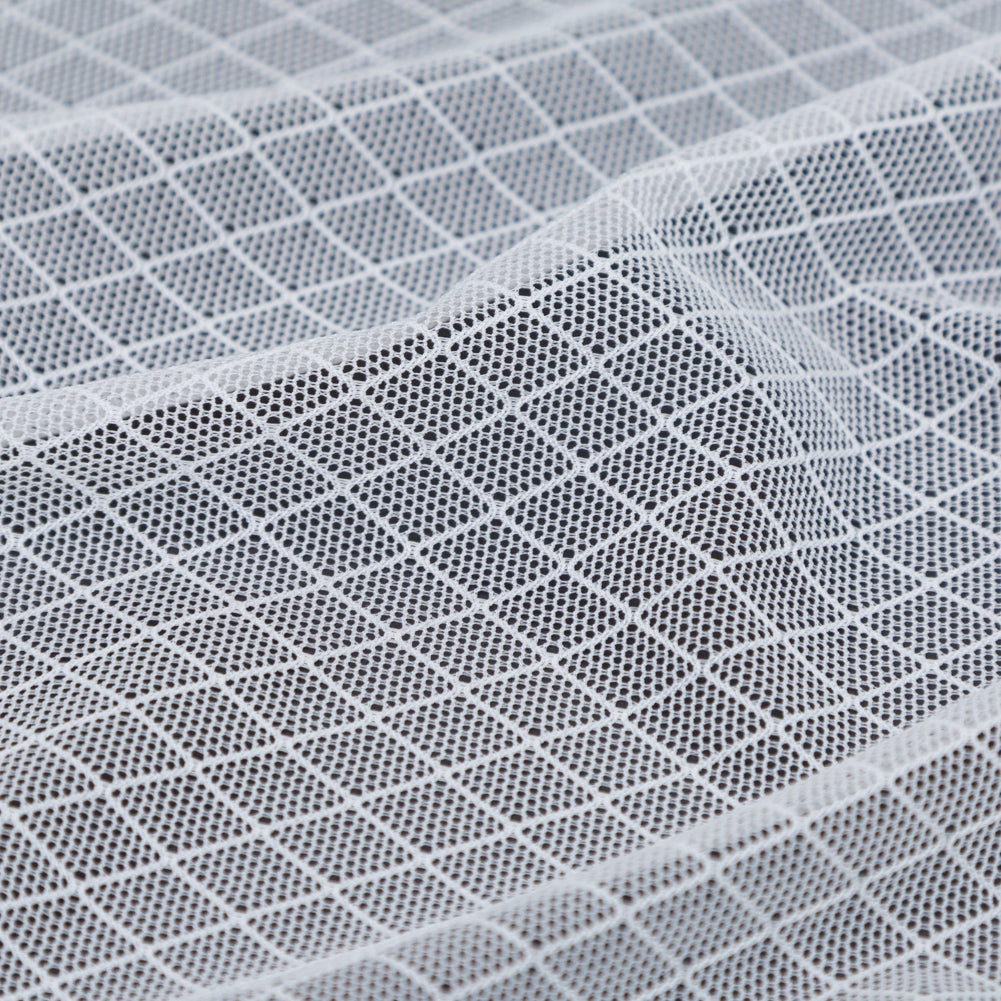 White Stretch Diamond Mesh Detail