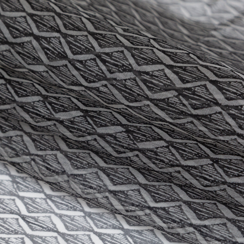 Brushed Nickel Zig Zag Silk Organza Folded