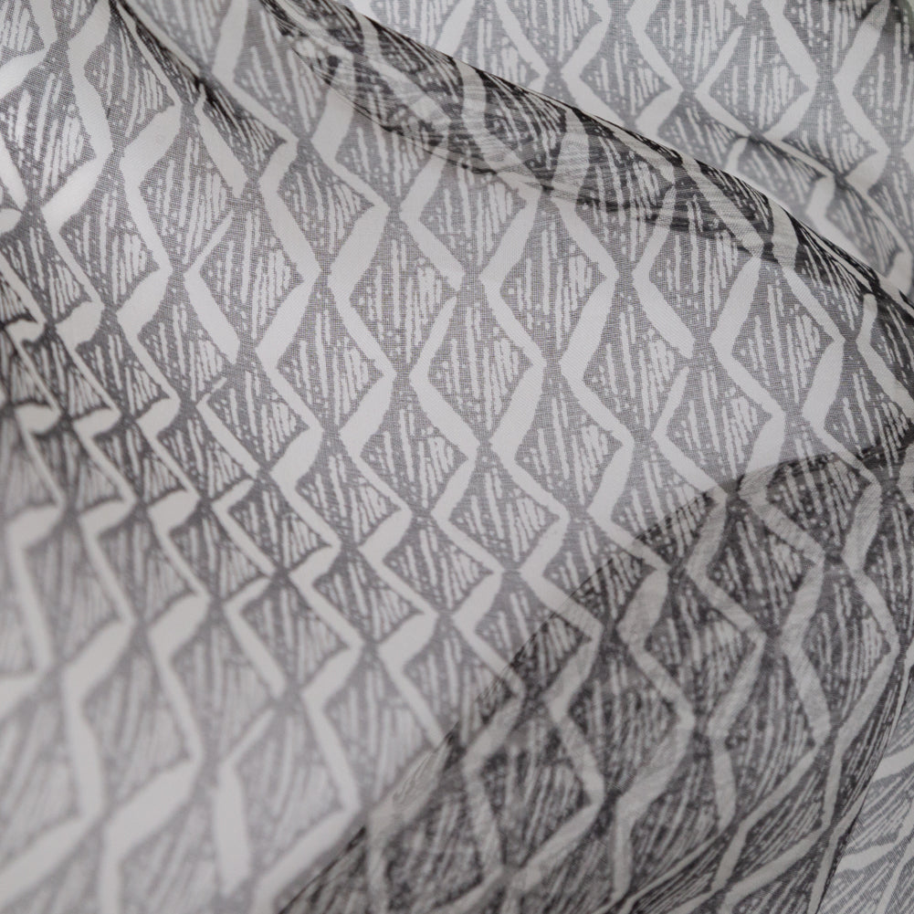 Brushed Nickel Zig Zag Silk Organza Detail