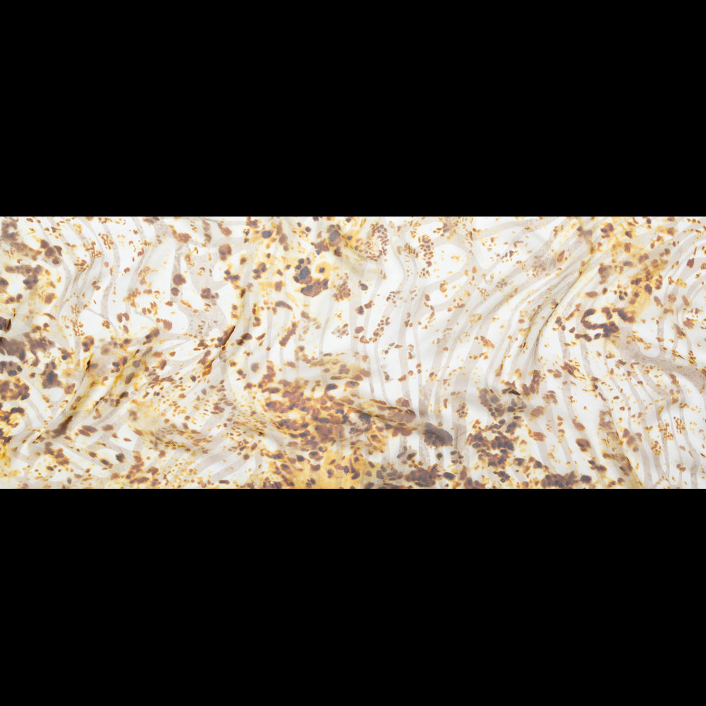 Honey Mustard, Cream Gold and Taupe Animal Printed Silk Chiffon Full