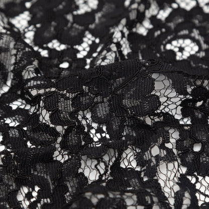 Black Floral Re-Embroidered Dentelle Lace Full