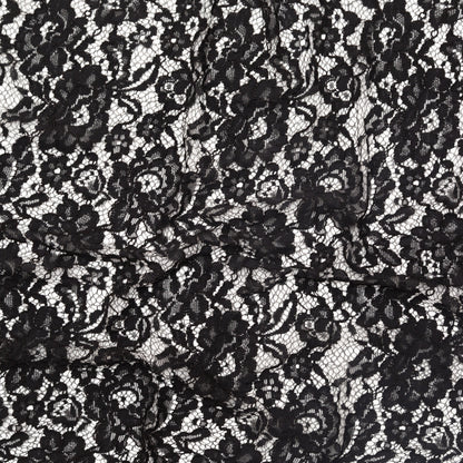 Black Floral Re-Embroidered Dentelle Lace