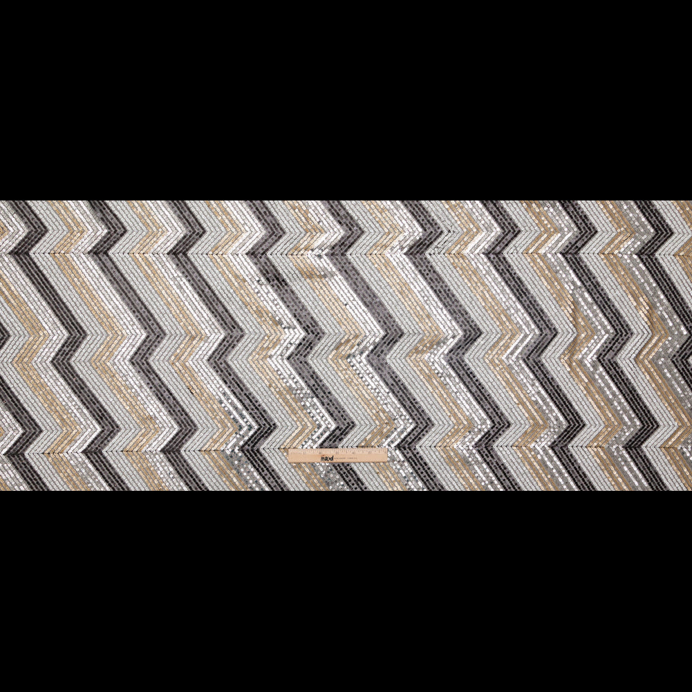White, Black, Gold and Silver Zig Zag Baby Sequins Folded