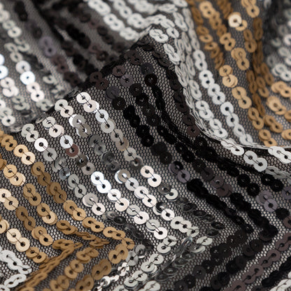 White, Black, Gold and Silver Zig Zag Baby Sequins Full