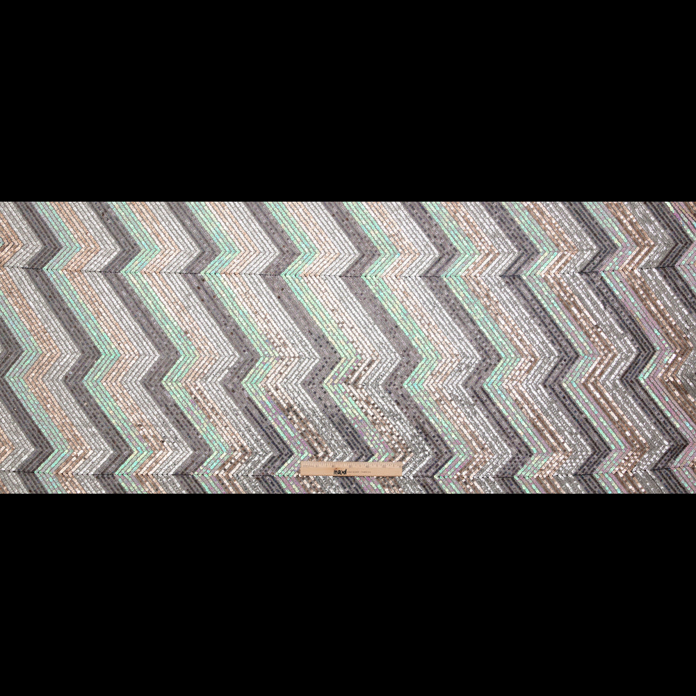 Iridescent Pink, Black, Rose Gold and Silver Zig Zag Baby Sequins Folded
