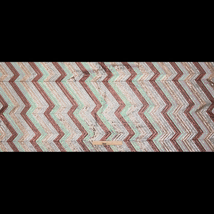 Tulle with Baby Sequins - Iridescent Pink, Rust, Rose Gold and Silver Zig Zag on Black Folded