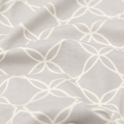 Light Gray and Vanilla Ice Trellis Printed Stretch Cotton Jersey Detail