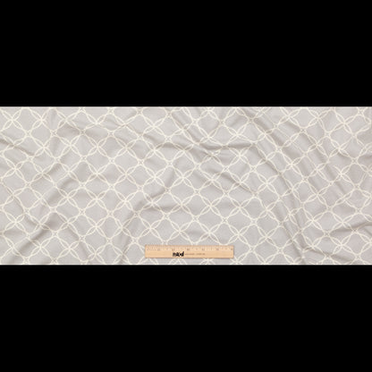 Light Gray and Vanilla Ice Trellis Printed Stretch Cotton Jersey Full