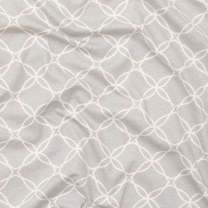 Light Gray and Vanilla Ice Trellis Printed Stretch Cotton Jersey