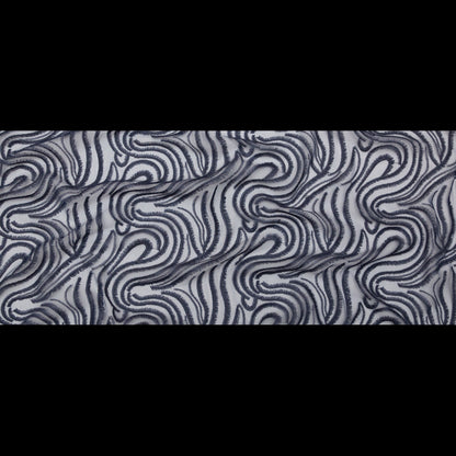 Abstract Embroidered Tulle - Metallic Navy Blue Full