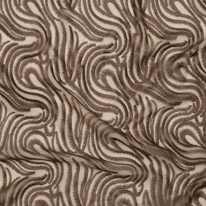 Abstract Embroidered Tulle - Metallic Copper