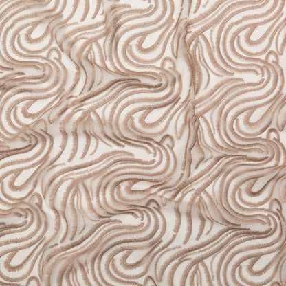 Abstract Embroidered Tulle - Metallic Pink Powder