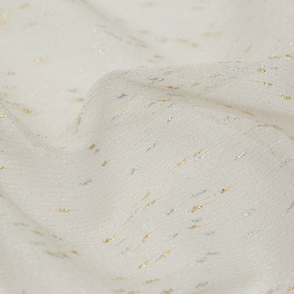 Metallic Gold and Silver Slubbed Scrim Full
