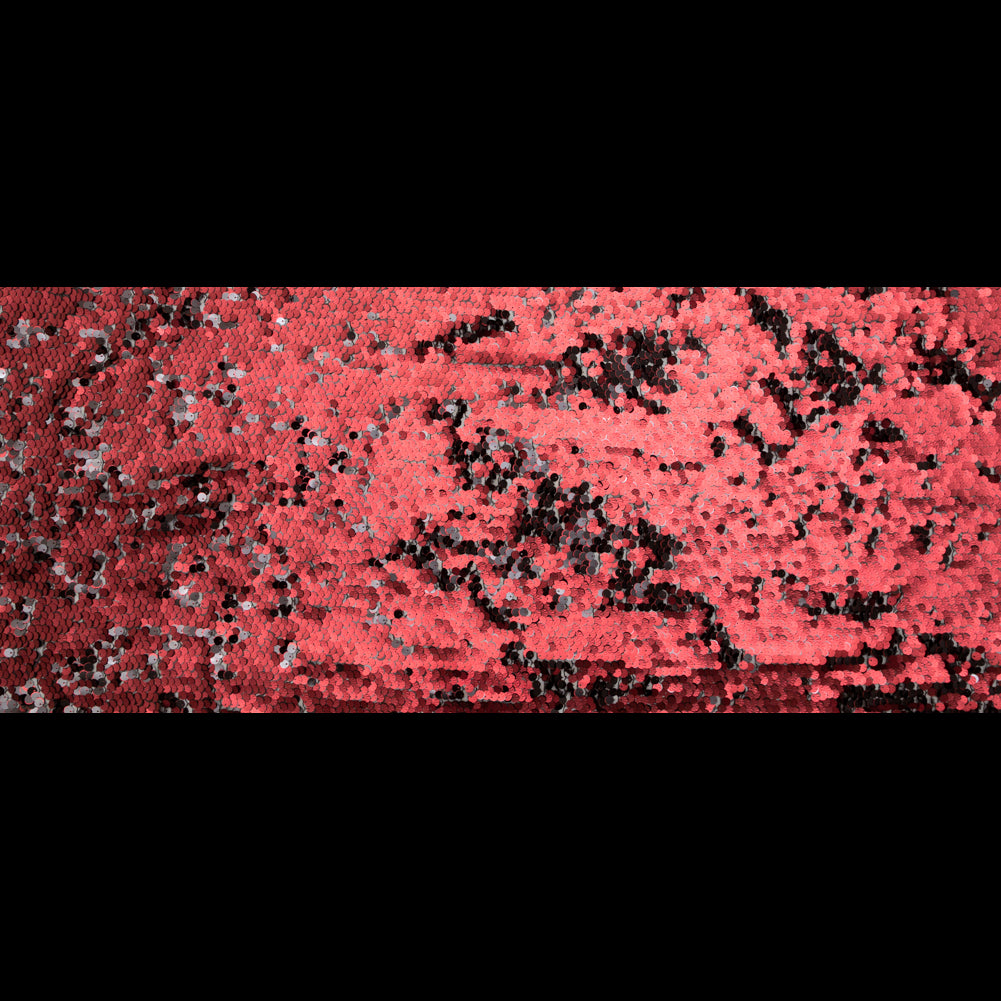 Duo-Tone Paillette Sequin Fabric - Black and Burgundy Folded