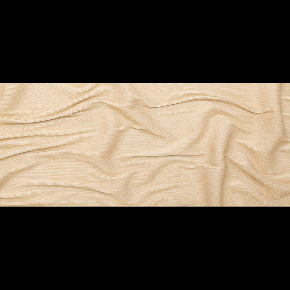 Metallic Gold and White Ultra-Stretch Raised Rib Knit Folded