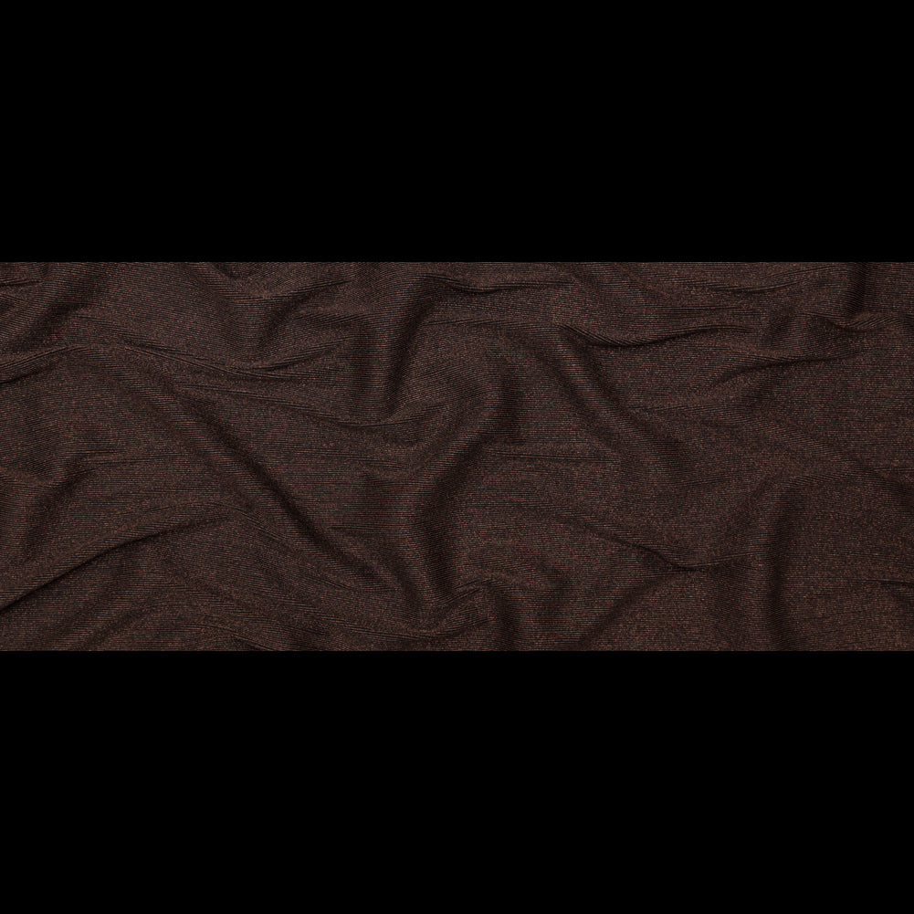 Metallic Copper and Black Ultra-Stretch Raised Rib Knit Folded