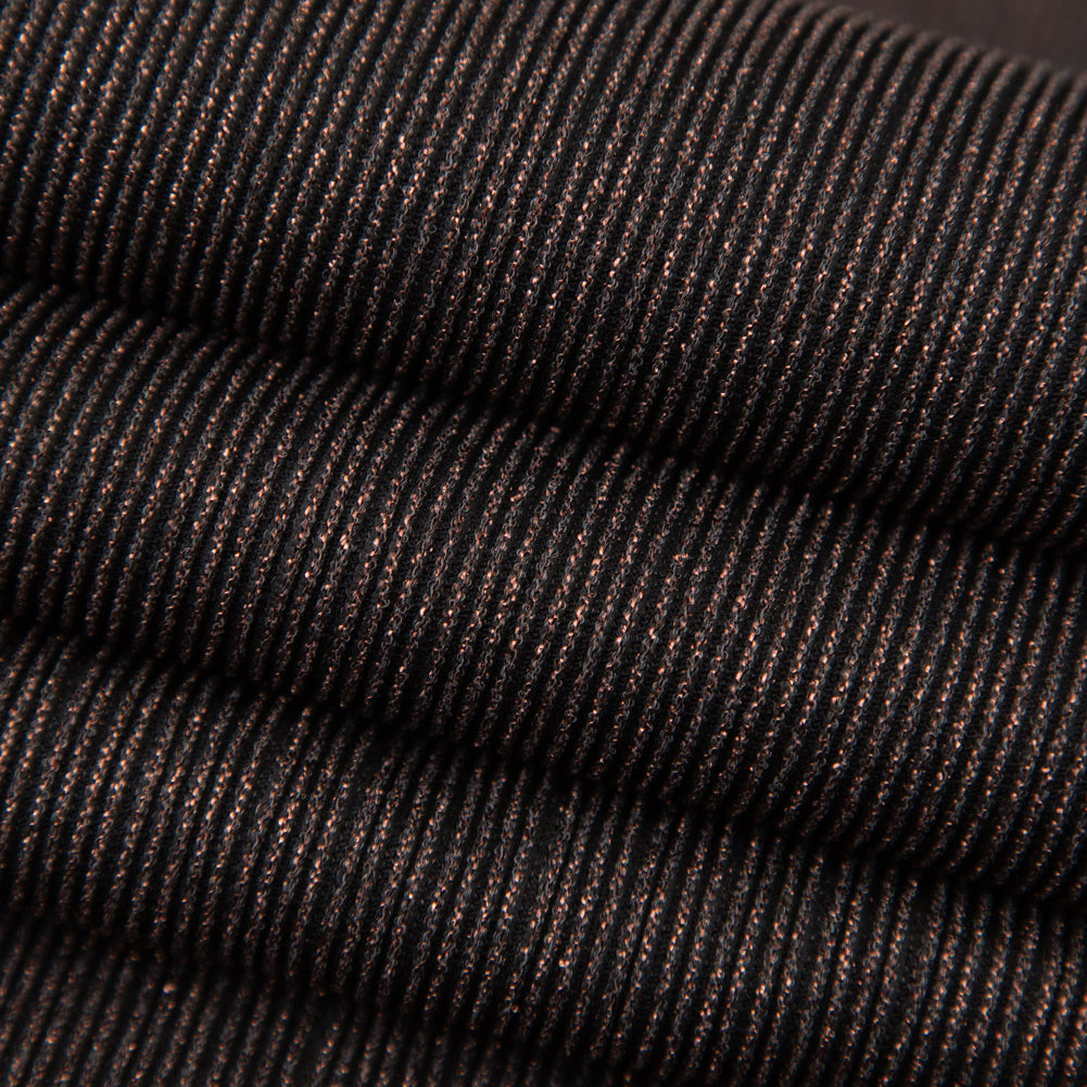 Metallic Copper and Black Ultra-Stretch Raised Rib Knit Detail