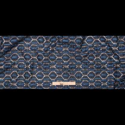 Metallic Eclipse and Silver Overlapping Hexagons Organza Brocade Full