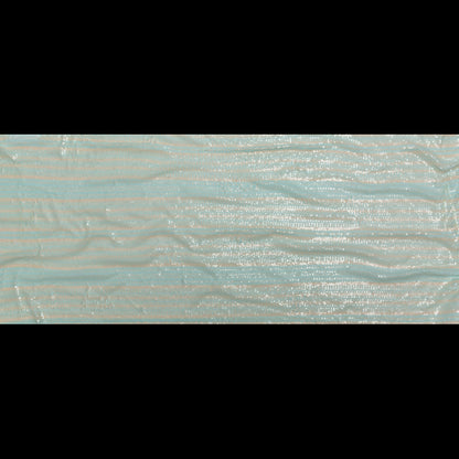Mesh with Shell Sequins - Opal Blue and Almond Milk Stripes on White Full