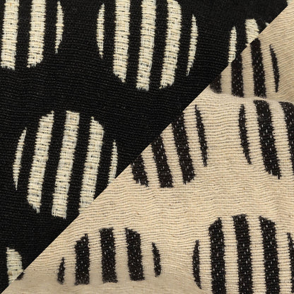 Italian Black and Birch Striped Polka Dots Cotton Jacquard Detail