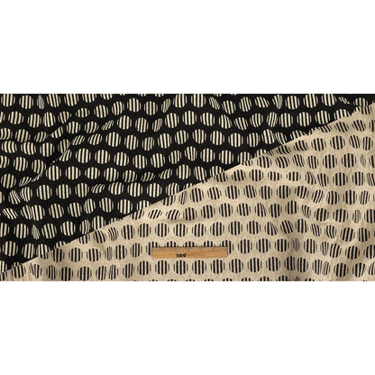 Italian Black and Birch Striped Polka Dots Cotton Jacquard Full