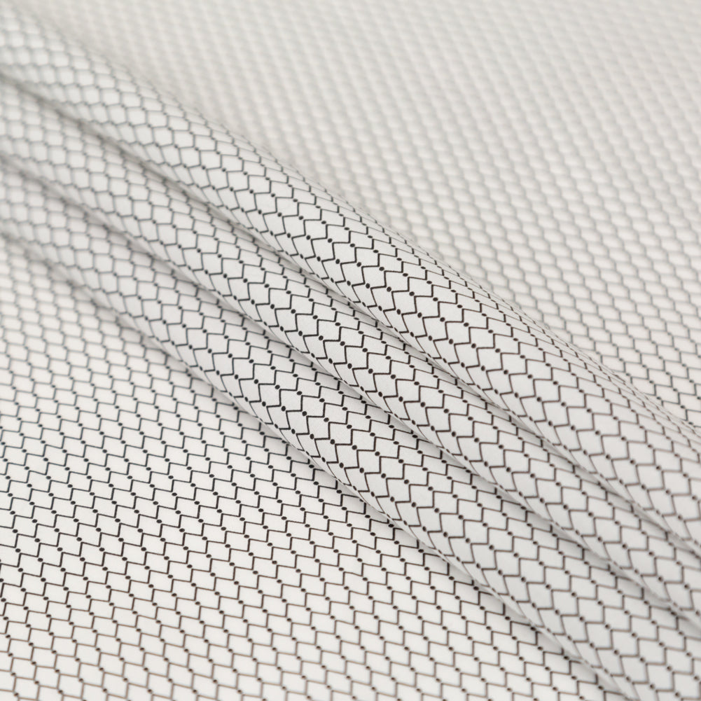 Italian White and Black Geometric Silk and Cotton Voile Folded