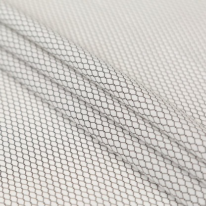 Italian White and Black Geometric Silk and Cotton Voile Folded