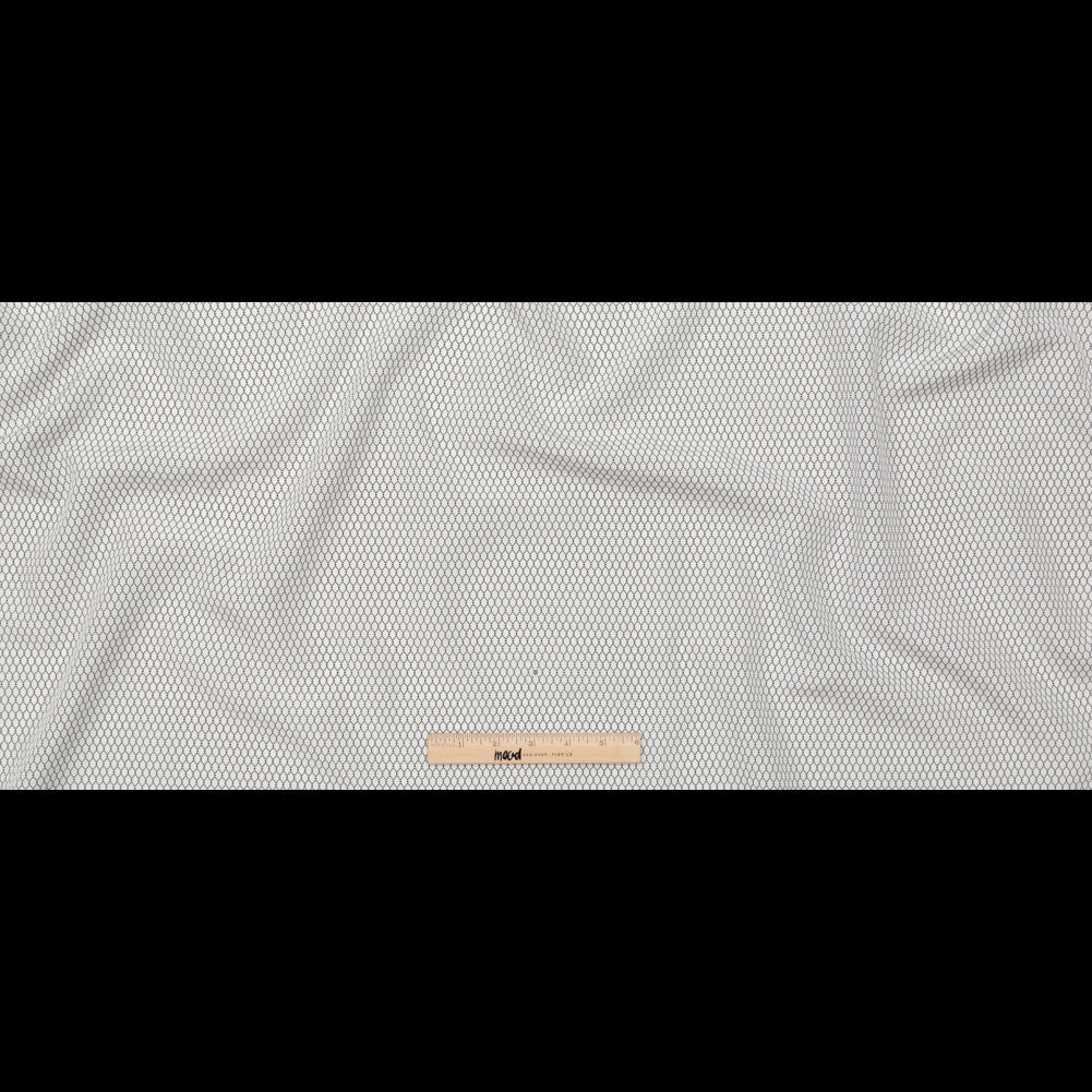 Italian White and Black Geometric Silk and Cotton Voile Full