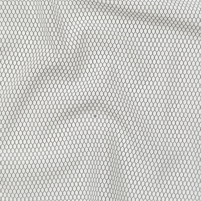 Italian White and Black Geometric Silk and Cotton Voile