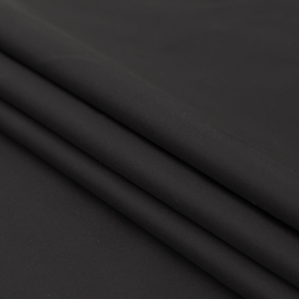 Italian Black Silk and Cotton Dull Satin Folded