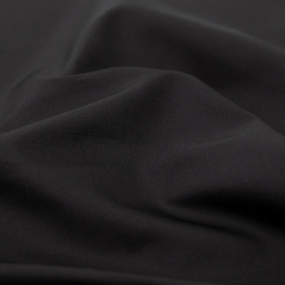 Italian Black Silk and Cotton Dull Satin Detail