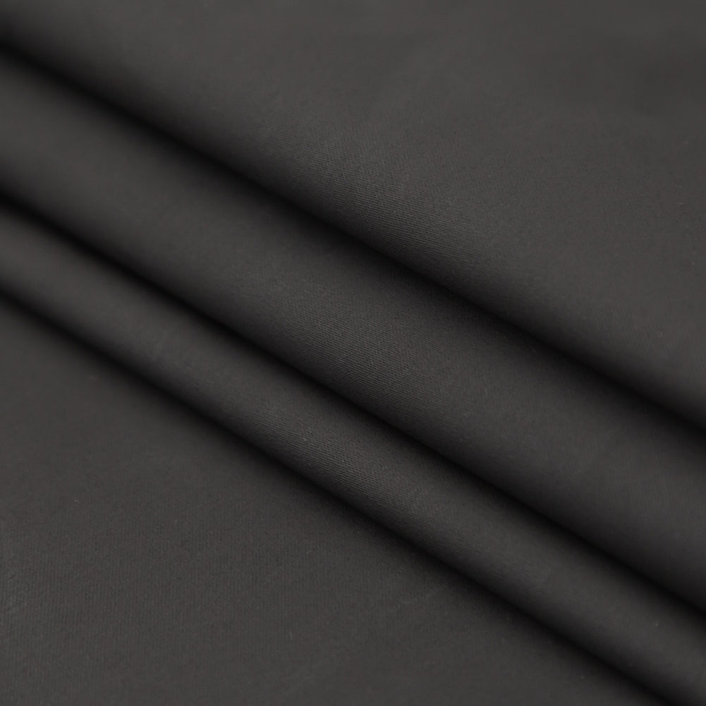 Italian Subdued Black Waxed Stretch Cotton Woven Folded