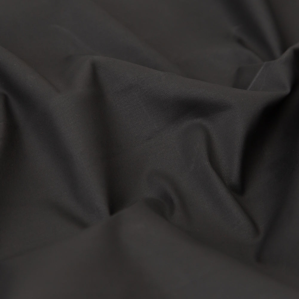 Italian Subdued Black Waxed Stretch Cotton Woven Detail