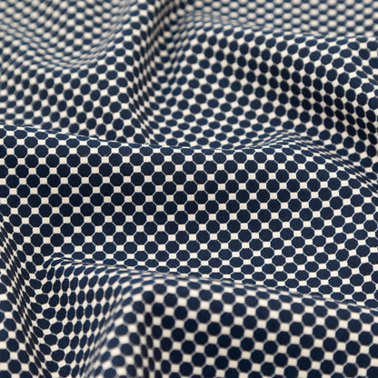 Italian Navy and Ecru Stretch Geometric Jacquard Detail