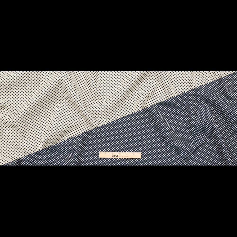 Italian Navy and Ecru Stretch Geometric Jacquard Full