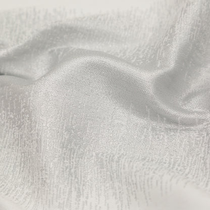 Italian Metallic Silver and White Abstract Cotton Jacquard Detail