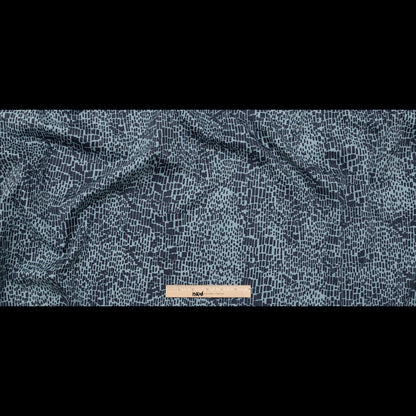 Navy on Arona Blue Bricks Printed Stretch Cotton Twill Full