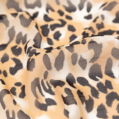 Chocolate Torte, Toffee Brown and Simply Taupe Leopard Printed Crinkled Silk Chiffon Detail