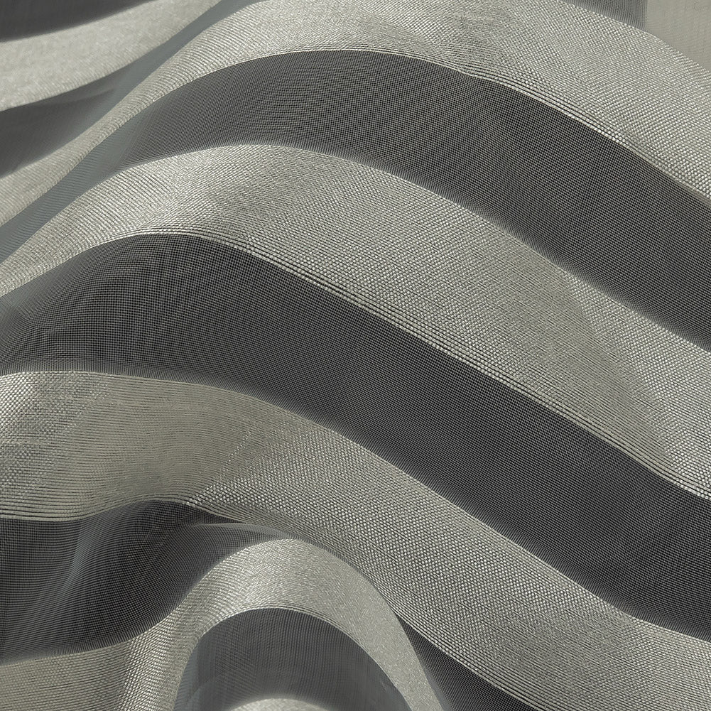 Cannoli Cream Organza with Woven Awning Stripes Detail