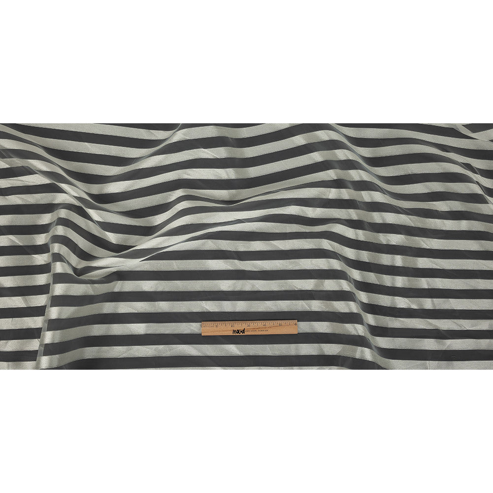 Cannoli Cream Organza with Woven Awning Stripes Full