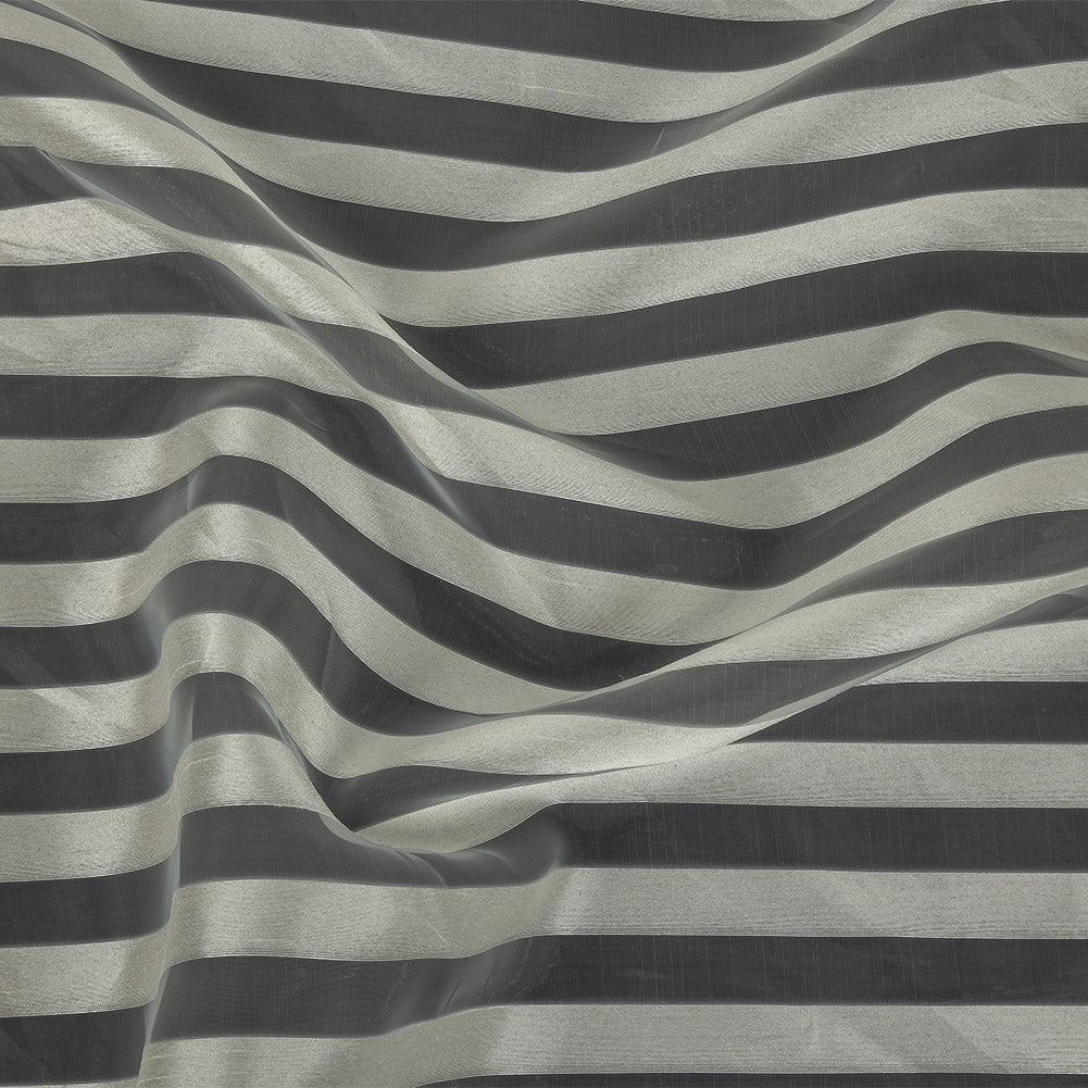 Cannoli Cream Organza with Woven Awning Stripes