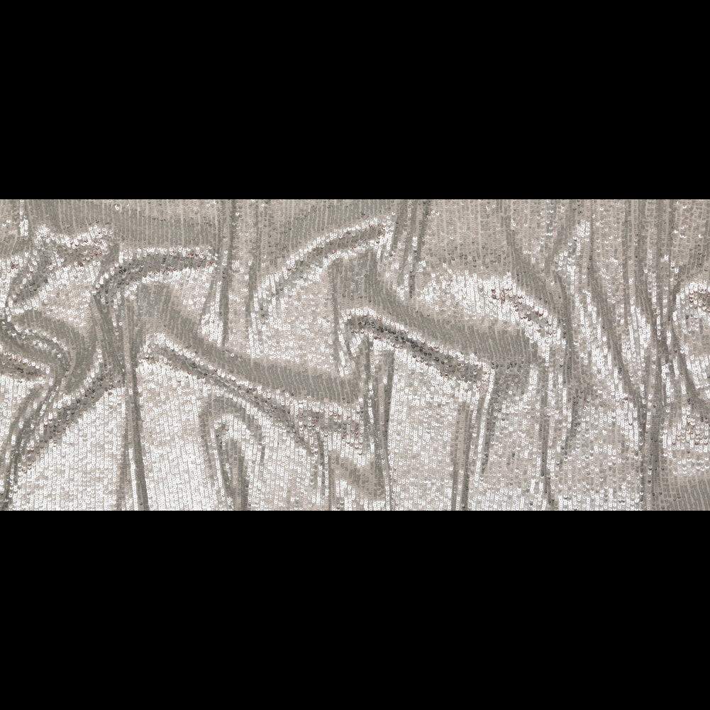 Silver Striped Circle Sequins over White Mesh Full